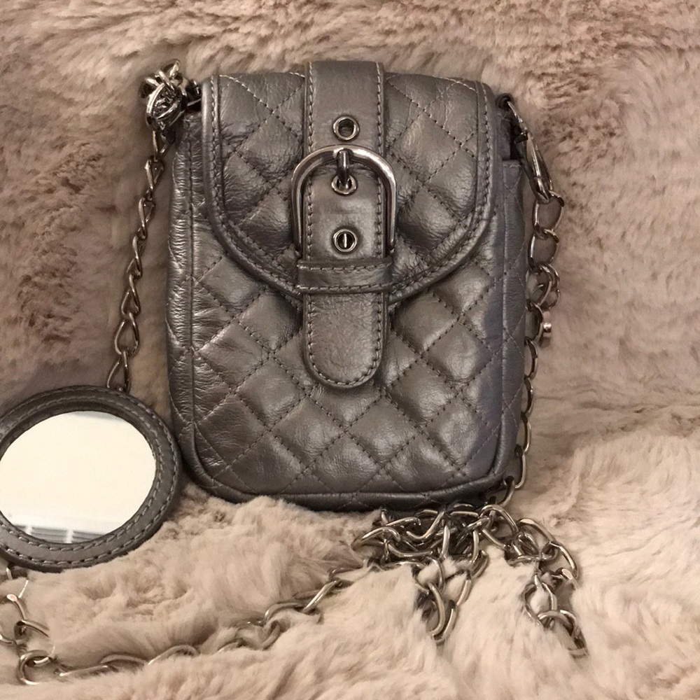 Maxx New York Leather/Chain Silver Crossbody Bag